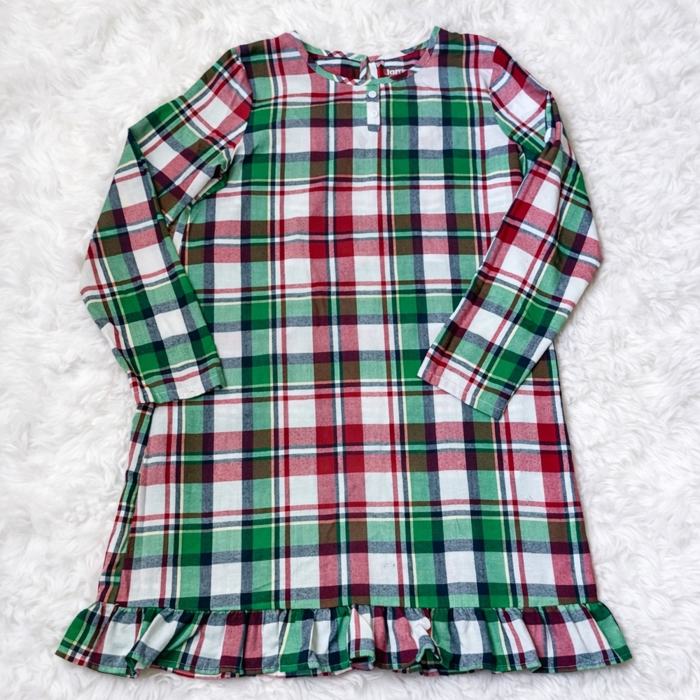Girls XL 14/16 Plaid Dress Jammies For Your Families Long Sleeve Ruffle Nightgow